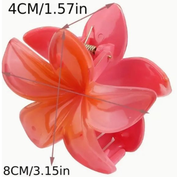 LARGE FRANGIPANI CLAW CLIP in Peach - Picture 2 of 5